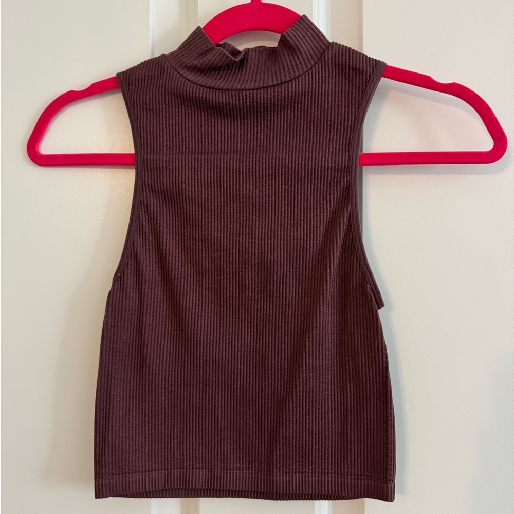 Zara Brown Ribbed Tank Top